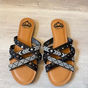 ✨Fergalicious Women's Black Beaded Gretta Sandals
